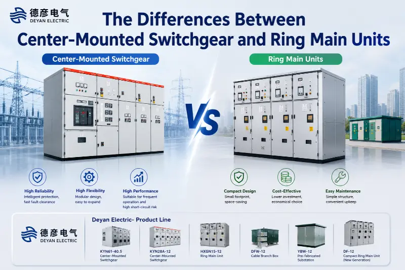 Zentroan muntatutako switchgear eta eraztun unitate nagusien arteko desberdintasunak